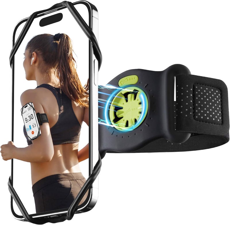 BONE COLLECTION Bone Run Tie Connect Kit 2 Magnetic, Magnetic Running Phone Holder, Detachable & 360° Rotatable Sport Armband, Skin-Friendly Silicone Phone Carrier for Most Smartphones (Quick Release Kit) - Image 1